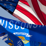 United States and Wisconsin flags