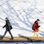 students walking